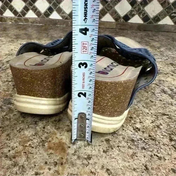 Bionica Women's Blue Leather Slip On Cross Strap Sandals Ladies size 6 Comfort - Picture 7 of 7